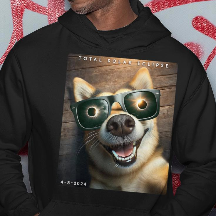 Dog Wearing Solar Eclipse Glasses 2024 Solar Eclipse Selfie Hoodie Unique Gifts