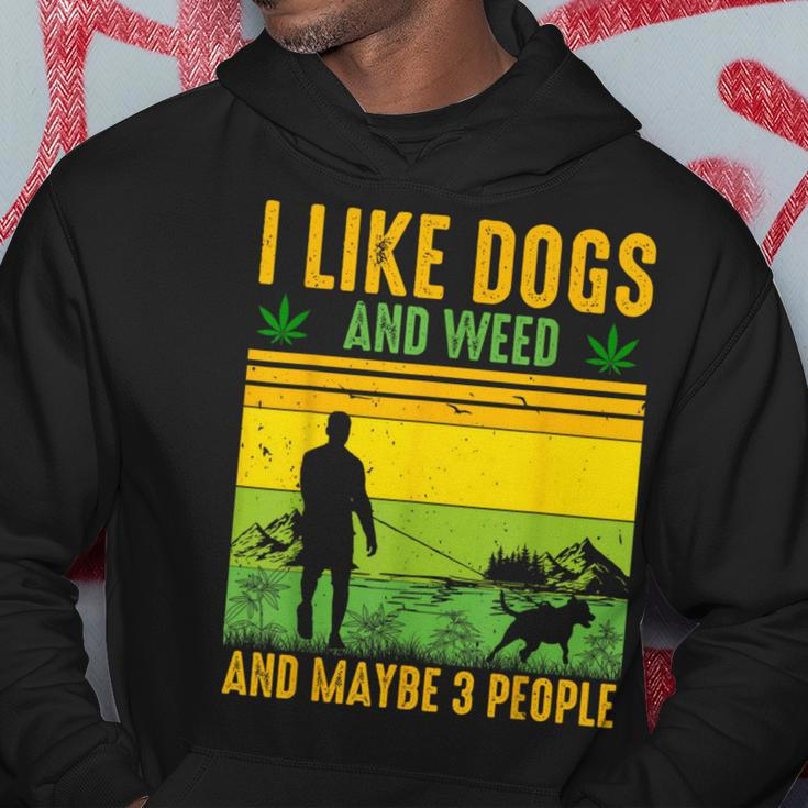 I Like Dogs And Weed And Maybe 3 People Vintage Stoner Hoodie Unique Gifts