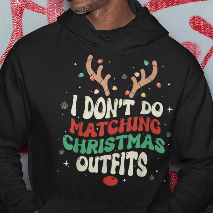 I Don't Do Matching Christmas Xmas Lights Couples Reindeer Hoodie Funny Gifts