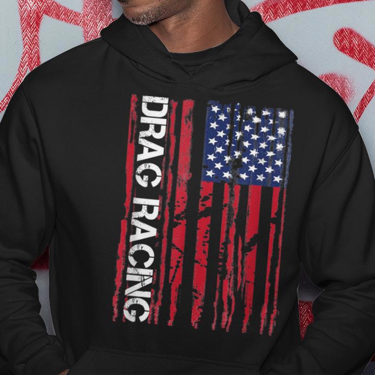 Drag Car Racing Patriotic American Flag Hoodie Unique Gifts