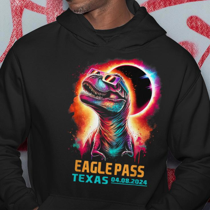 Eagle Pass Texas Total Solar Eclipse 2024Rex Dinosaur Hoodie Funny Gifts