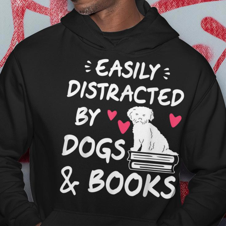 Easily Distracted By Dogs And Books Dog & Book Lover Hoodie Unique Gifts