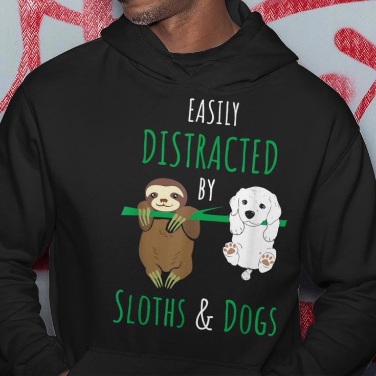 Easily Distracted By Sloths And Dogs Cute Dog Sloth Hoodie Unique Gifts