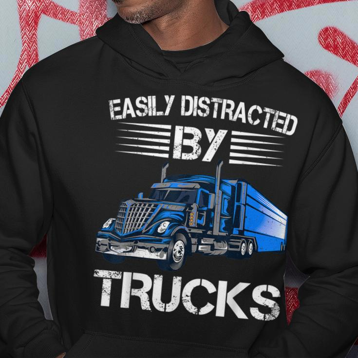 Easily Distracted By Trucks Semi Trailer Trucks Driver Hoodie Unique Gifts