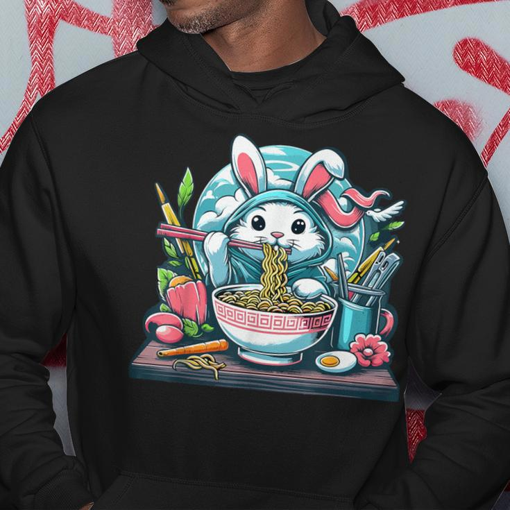 Easter Bunny Anime Eating Ramen Noodles Kawaii Rabbit Hoodie Unique Gifts