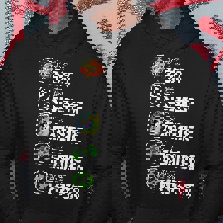 Eat Sleep Anime Gaming Repeat Japan Kawaii Manga Anime Hoodie Personalized Gifts