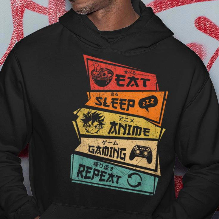 Eat Sleep Anime Gaming Repeat Anime Lover Gamer Fan Hoodie Funny Gifts