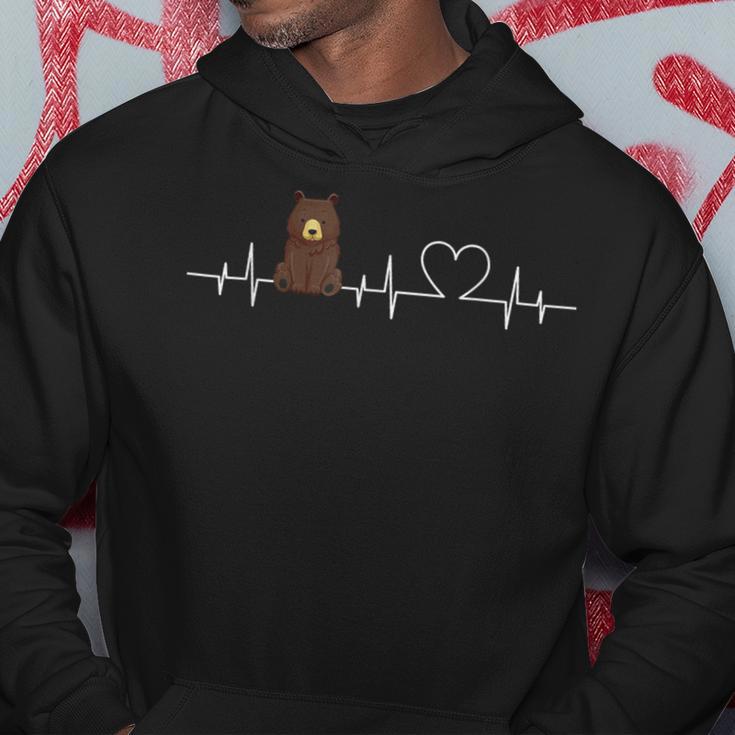 Ecg-Herzschlag-Bär Bear Black S Hoodie Lustige Geschenke