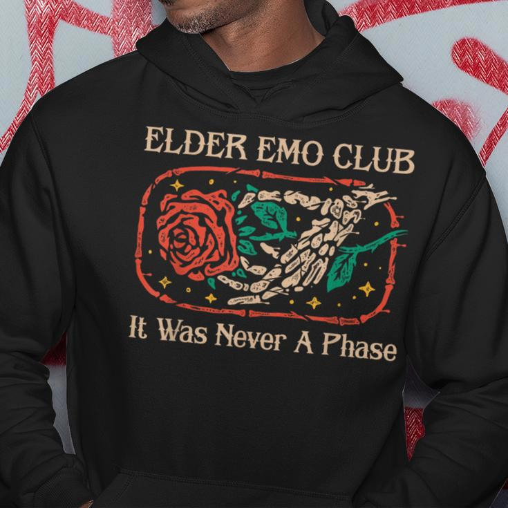 Elder Emo Club It Was Never A Phase Skeleton And Rose Quote Hoodie Personalized Gifts