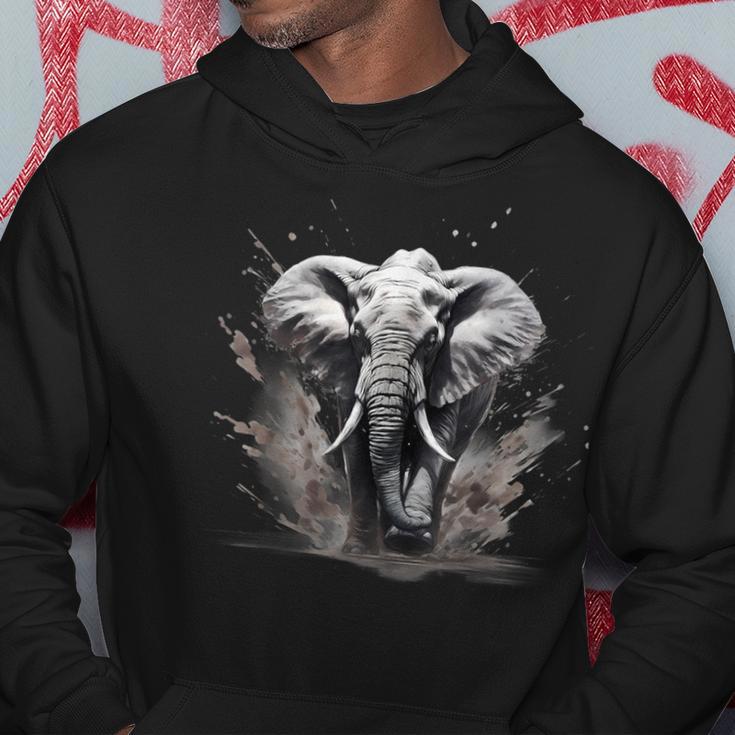 Elefant Zeichnung Tierdruck Splash Wildlife Natur Motiv Hoodie Lustige Geschenke