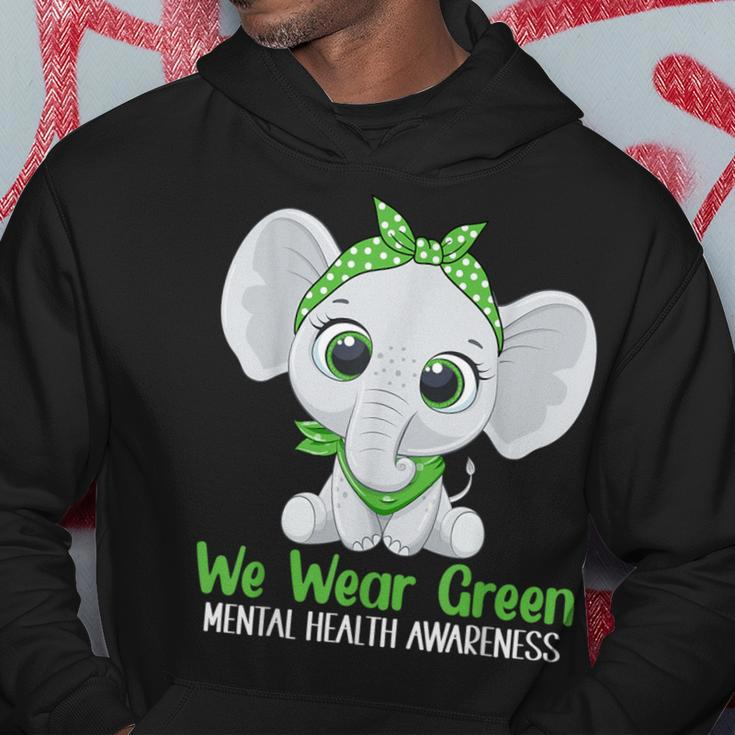 Elehant Mental Health Awareness Green Ribbon Hoodie Funny Gifts