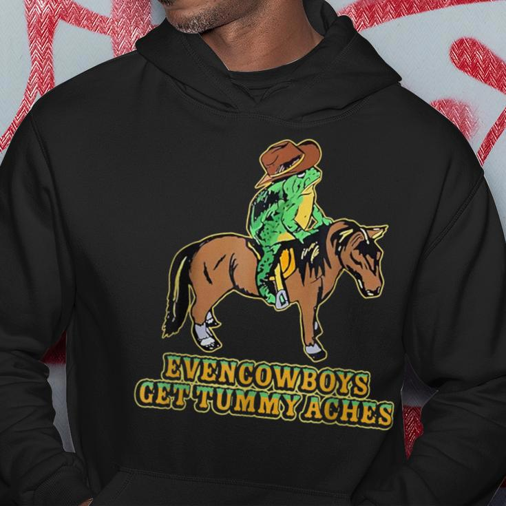 Even Cowboys Get Tummy Aches Frog With Horse Hoodie Funny Gifts
