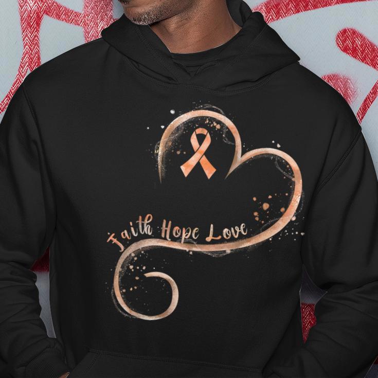 Faith Hope Love Peach Ribbon Endometrial Cancer Awareness Hoodie Unique Gifts