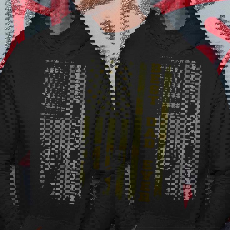 Father's Day Best Dad Ever Vintage Camo Usa Flag Deer Hunter Hoodie Personalized Gifts