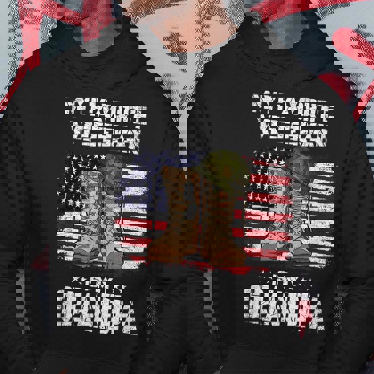 My Favorite Veteran Is My Grandpa American Flag Veterans Day Hoodie Personalized Gifts