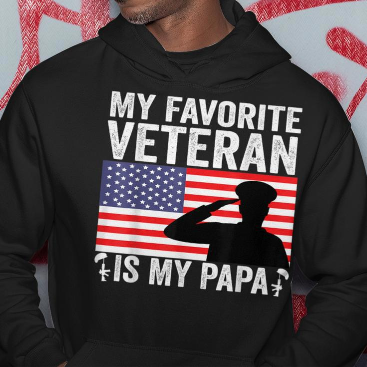 My Favorite Veteran Is My Papa Us Flag Father Veterans Hoodie Funny Gifts