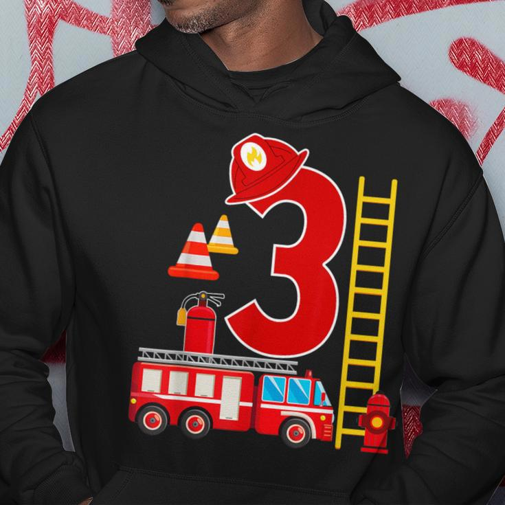 Fire Truck 3Rd Birthday Boy 3 Year Old Firefighter Hoodie Unique Gifts
