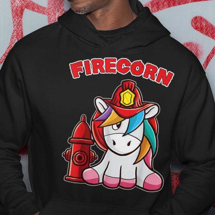 Firecorn Firefighter Unicorn With Red Fireman Helmet Fire Hoodie Unique Gifts