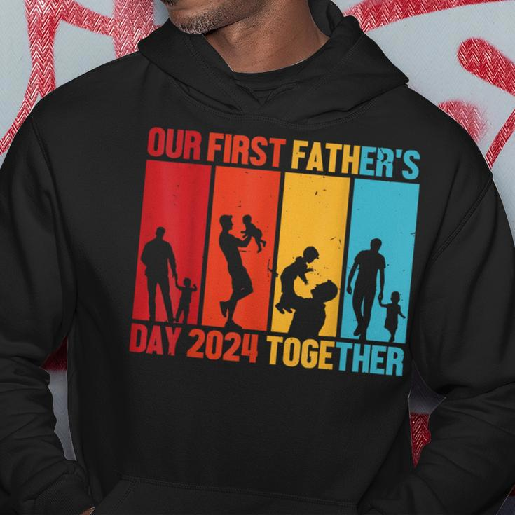 Our First Father's Day Est 2024 Together First Time Dad Hoodie Unique Gifts