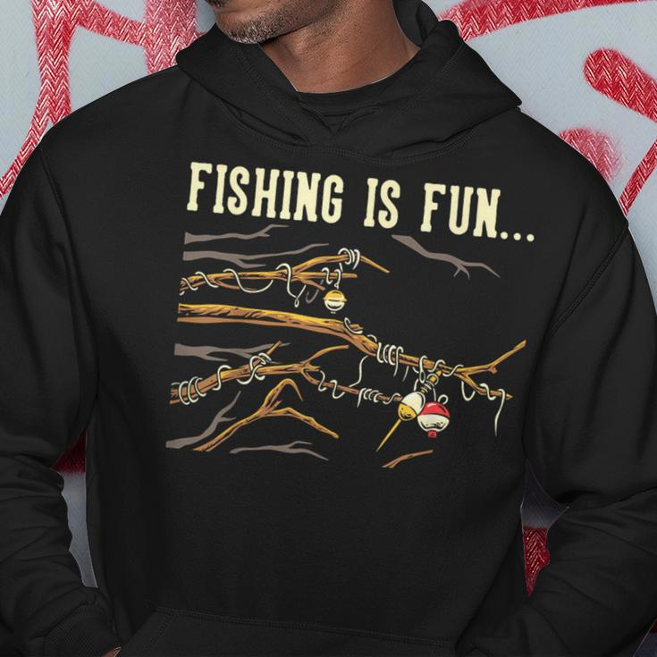 Fishing Is Fun Bobbers Stuck In Tree Hoodie Funny Gifts