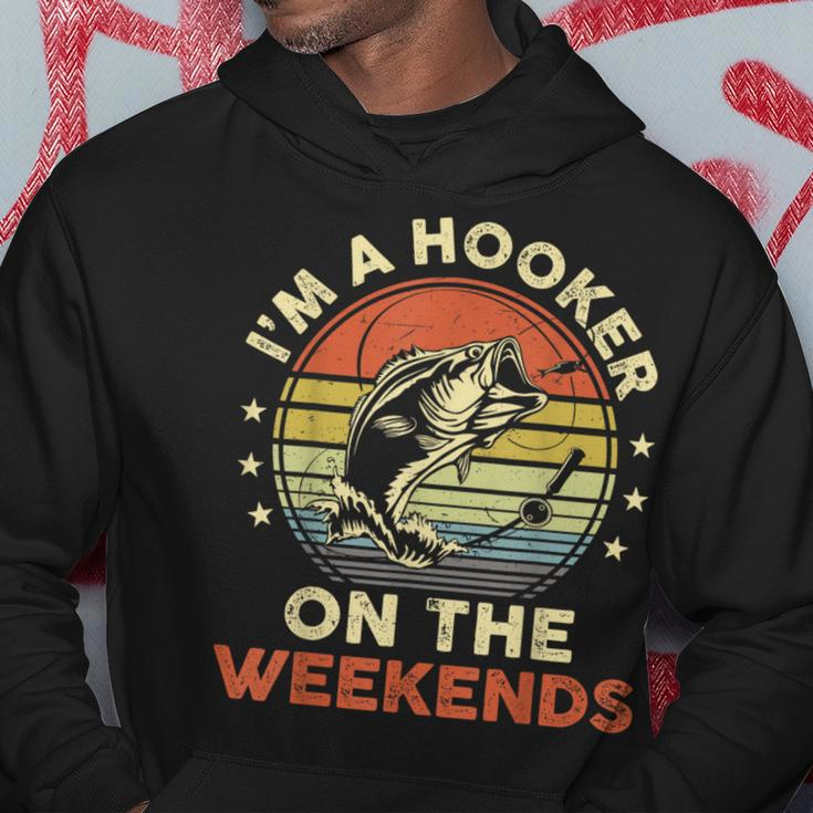 Fishing- Im A Hooker On The Weekend Bass Fish Dad Hoodie Funny Gifts