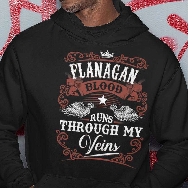Flanagan Blood Runs Through My Veins Vintage Family Name Hoodie Funny Gifts