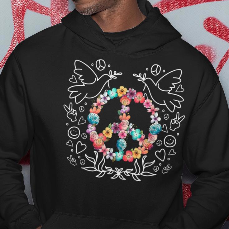 Floral Peace Sign Love 60S 70S Tie Die Hippie Costume Hoodie Unique Gifts