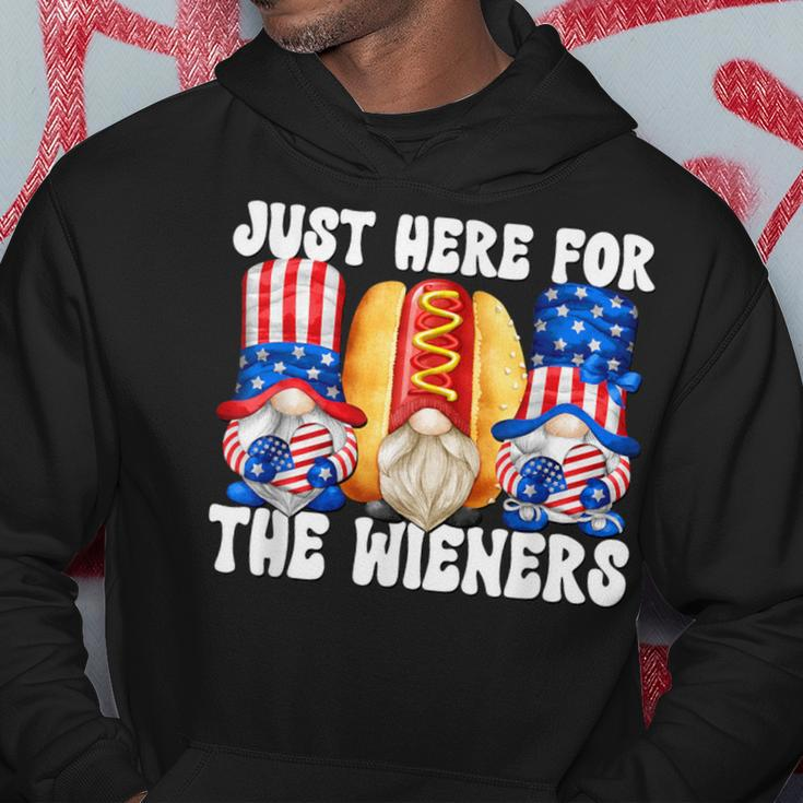 Fourth Of July Gnomes With Hot Dog Just Here For The Wieners Hoodie Unique Gifts