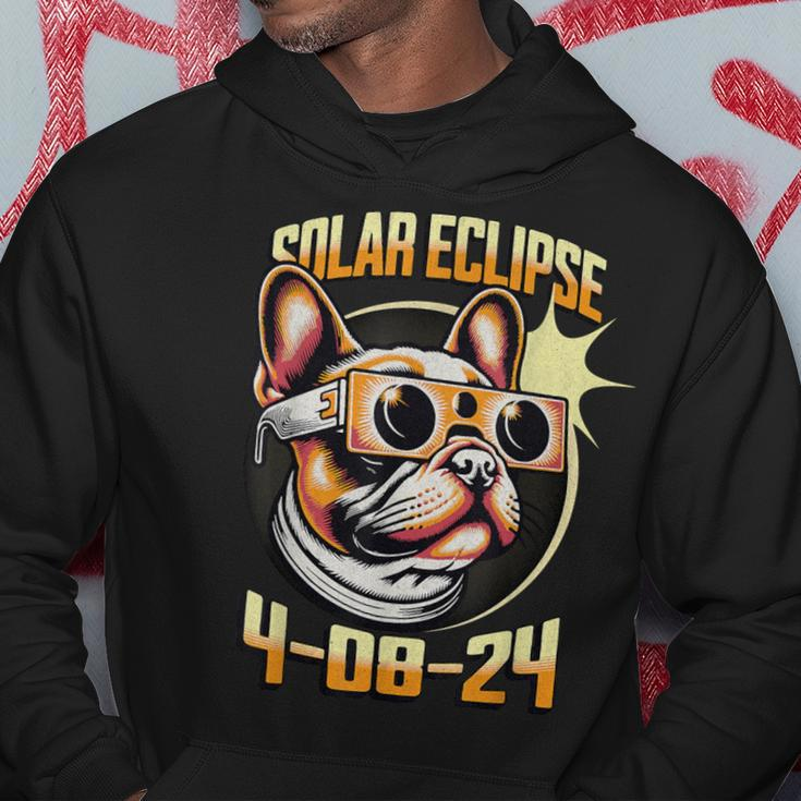 French Bulldog Wearing Solar Eclipse Glasses 2024 Hoodie Unique Gifts
