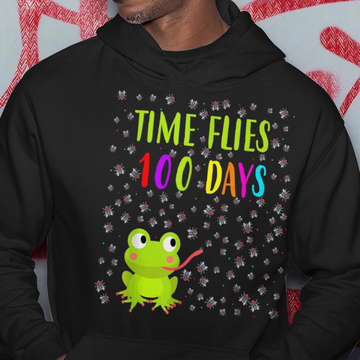 Frog Fly Time Flies 100 Days 100Th Day Of School Students Hoodie Unique Gifts