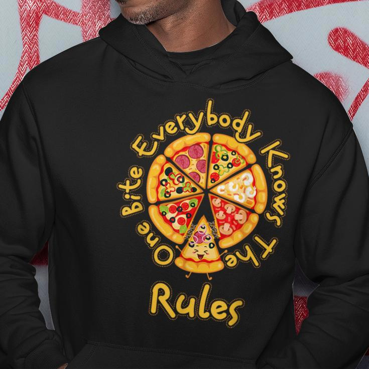 1 One Bite Everybody Knows Rules Pizza Food Lover Hoodie Unique Gifts