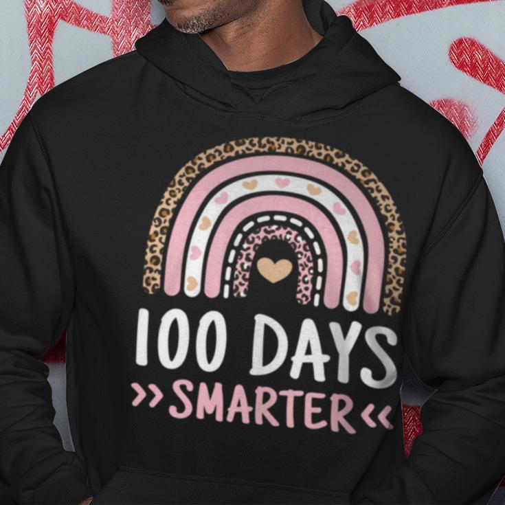 100Th Day Of School 100 Days Smarter Leopard Rainbow Hoodie Unique Gifts