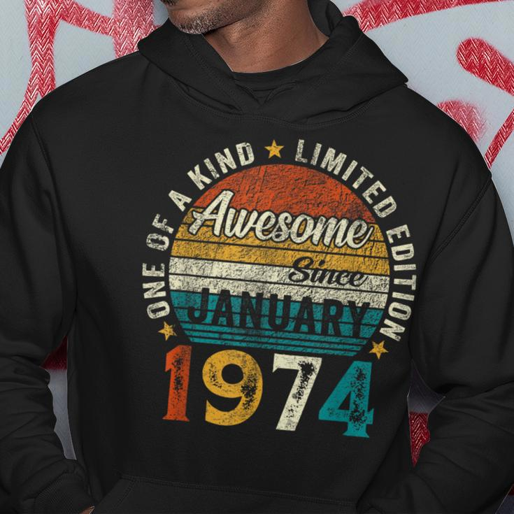 50 Year Old January 1974 Retro 50Th Birthday Men Hoodie Unique Gifts