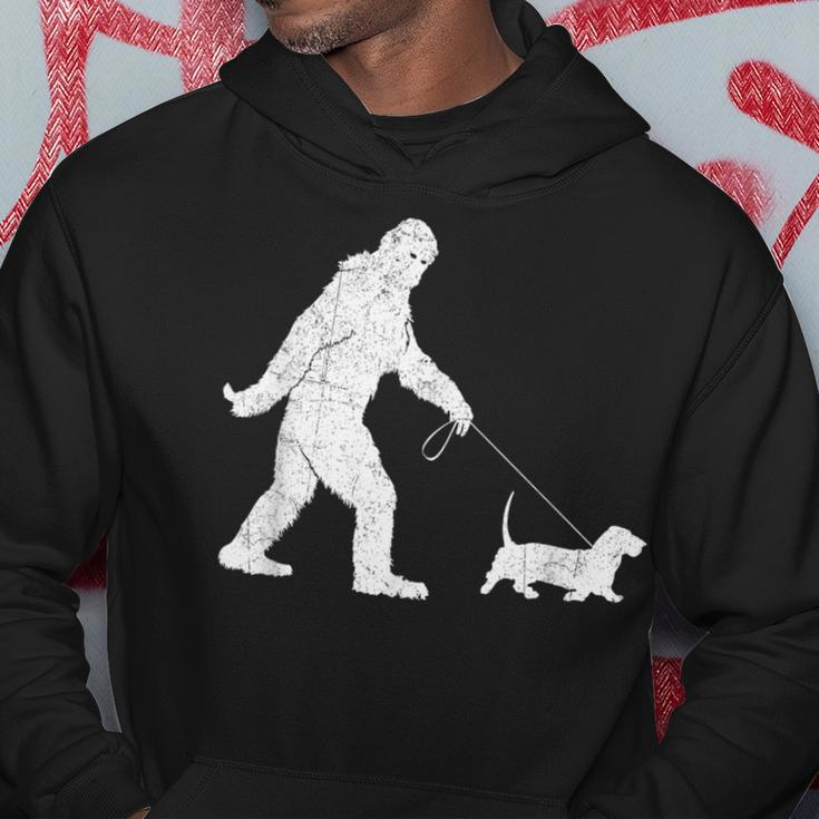 Bigfoot Sasquatch Walking Basset Hound Dog Lovers Hoodie Unique Gifts