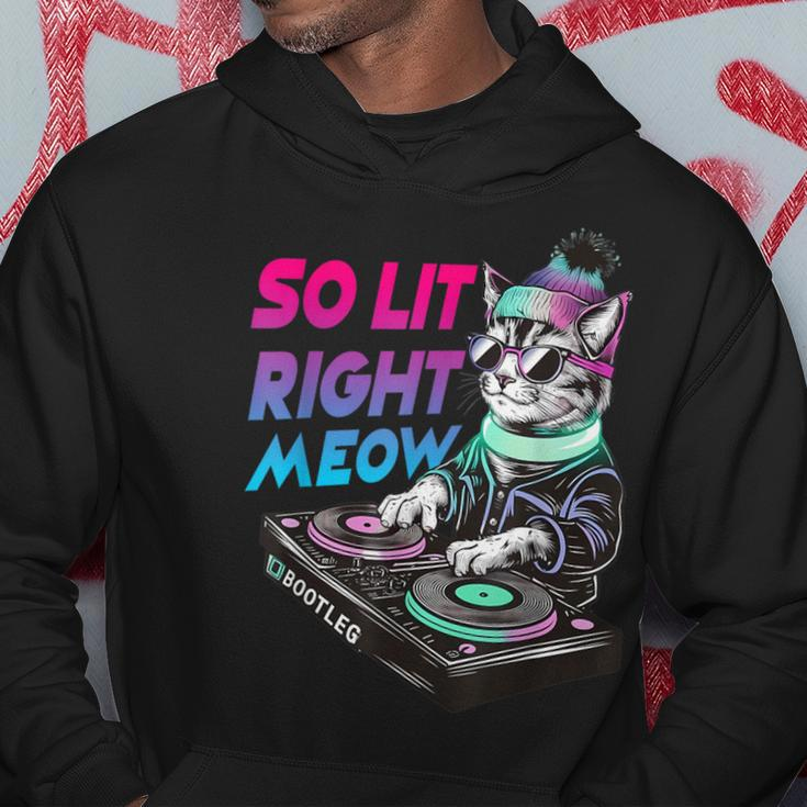 Cat Rave Graphic Tops So Lit Right Meow Dj Cat Hoodie Unique Gifts