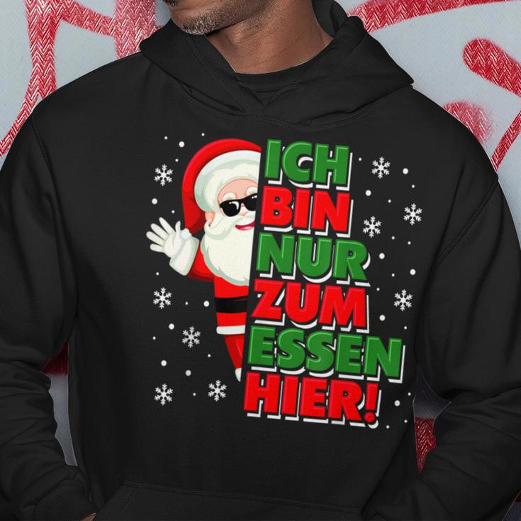 Christmas Ich Bin Nur Zum Essen Hier Santa Black Hoodie Lustige Geschenke