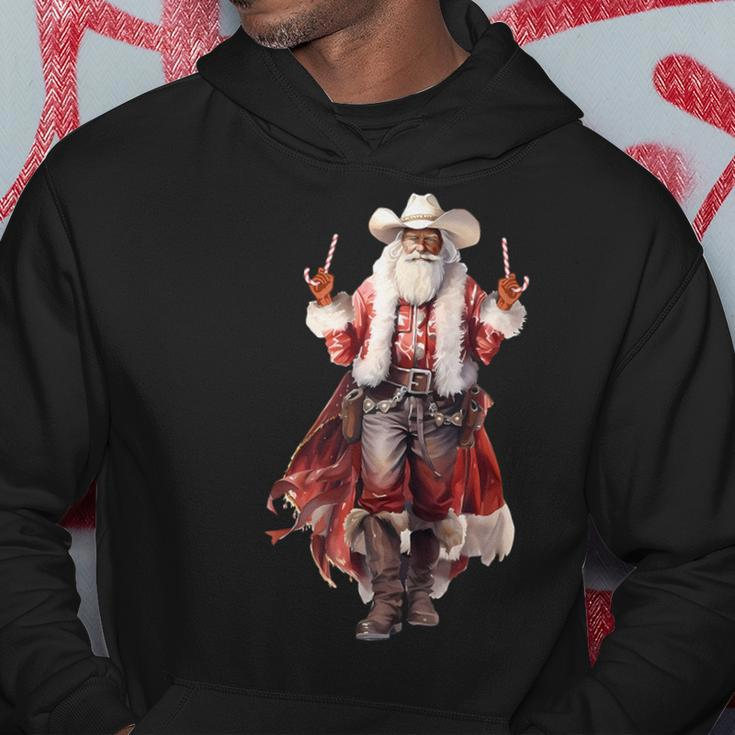 Christmas Western Cowboy Santa Claus And Candy Cane Hoodie Unique Gifts