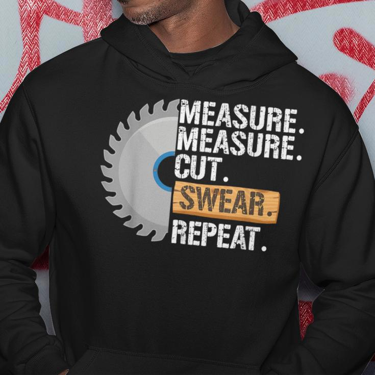 Dad Measure Cut Swear Repeat Handyman Father Day Hoodie Unique Gifts