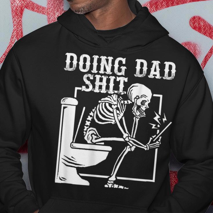 Father Doing Dad Shit Skeleton Toilet On Back Hoodie Unique Gifts