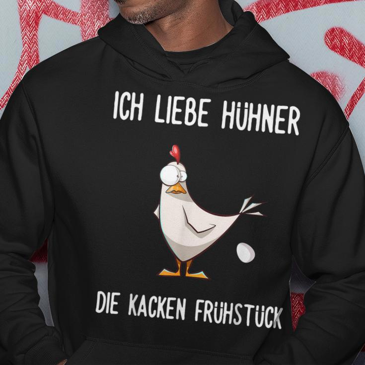 With German Text Ich Liebe Hühner Die Kacken Frühstück Hoodie Lustige Geschenke