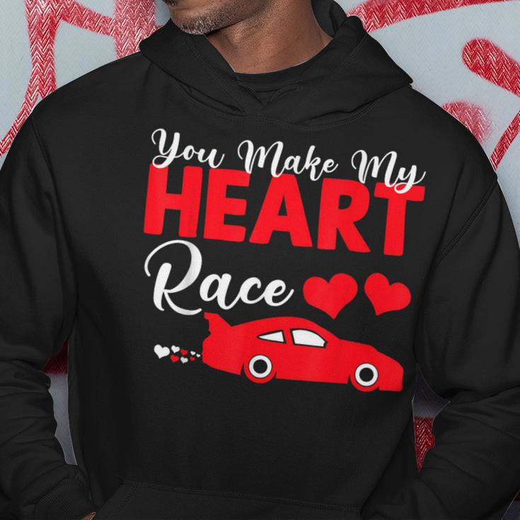 You Make My Heart Race Car Racer Valentine's Day Hoodie Unique Gifts