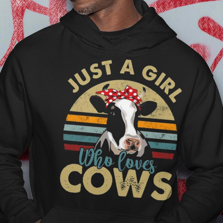 I'm Just A Girl Who Loves Cows Cow Farmer Farm Hoodie Unique Gifts
