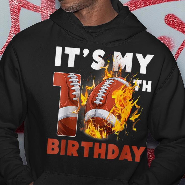 It's My 10Th Birthday 10 Years Old Football Ball Boys Hoodie Funny Gifts