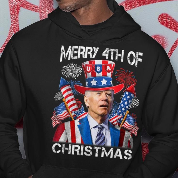 Joe Biden Merry 4Th Of Christmas 4Th Of July Firework Hoodie Unique Gifts