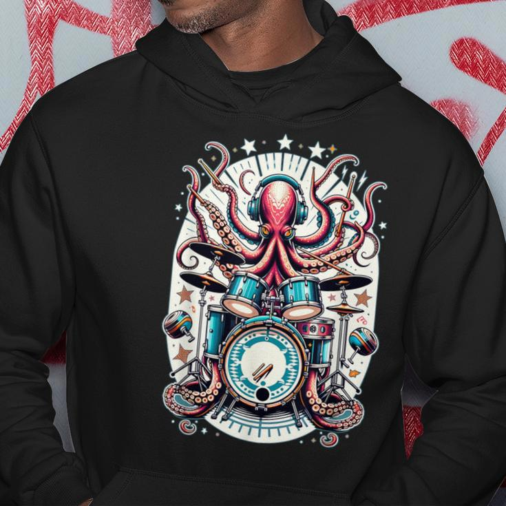 Octopus Playing Drums Drummer Music Lover Percussions Hoodie Unique Gifts