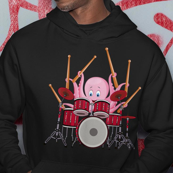 Octopus Playing Drums Musician Band Octopus Drummer Hoodie Unique Gifts