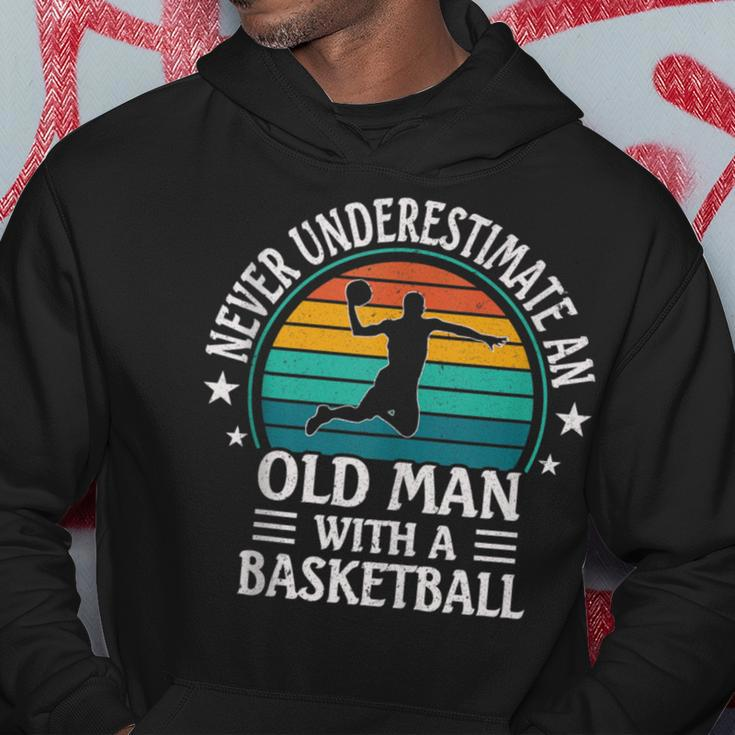 Retro Never Underestimate An Old Man With A Basketball Hoodie Personalized Gifts