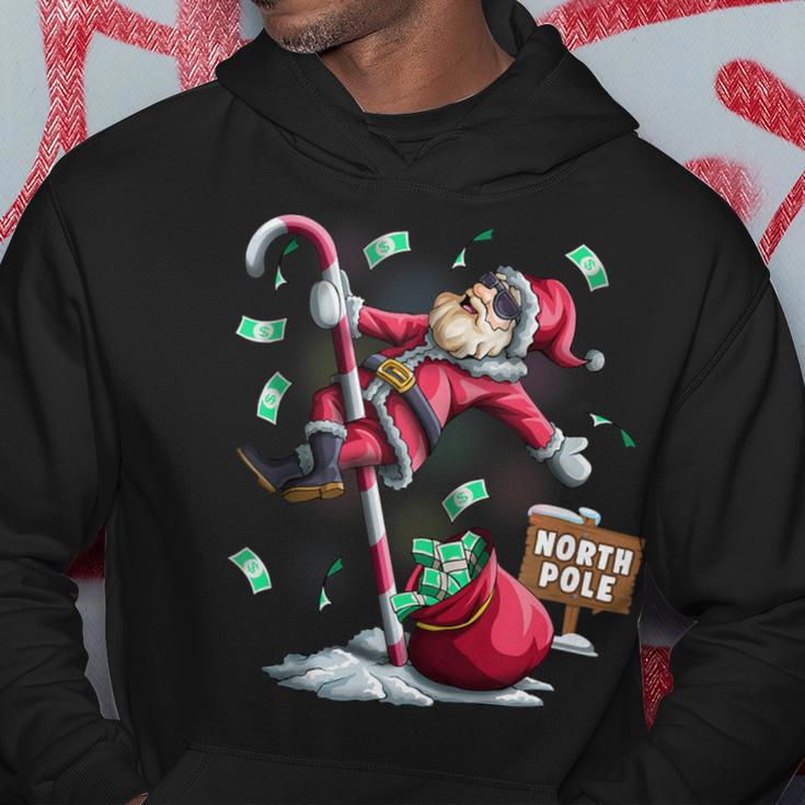 Santa North Pole Ugly Christmas Pole Dancer Santa Hoodie Unique Gifts