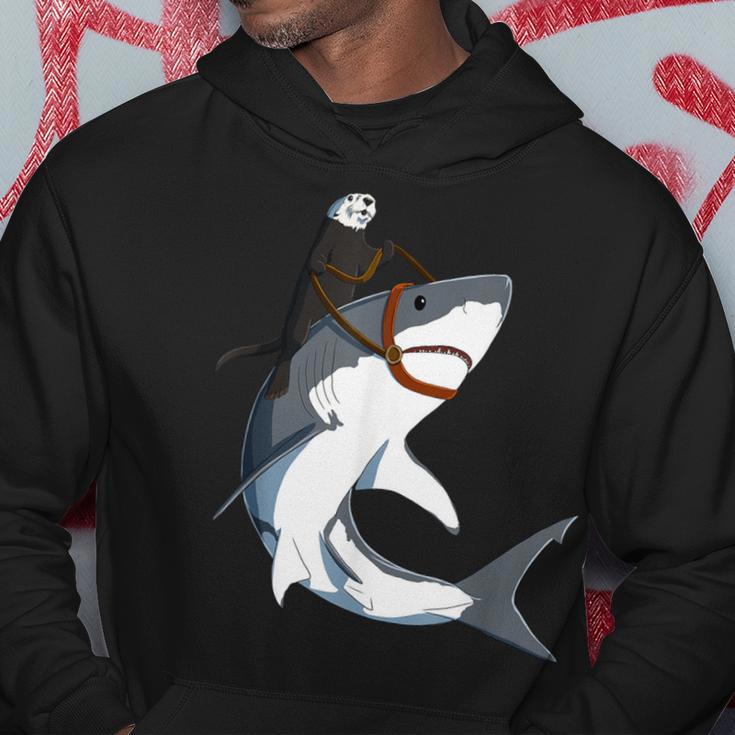 Sea Otter Riding Shark Hoodie Unique Gifts