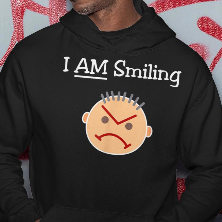 I Am Smiling Grouchy Angry Crabby Guy Dark Color Hoodie Unique Gifts